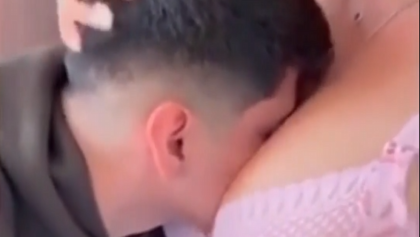 Son Buries His Face Between Her Big Tits